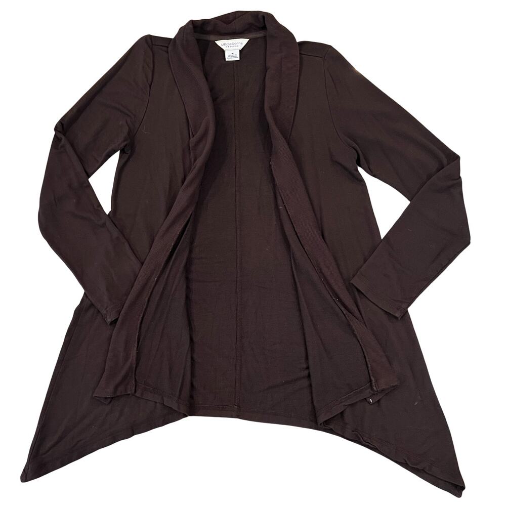 Liz Claiborne Weekend Brown Cardigan Asymmetrical Hem Shirt - SIZE M